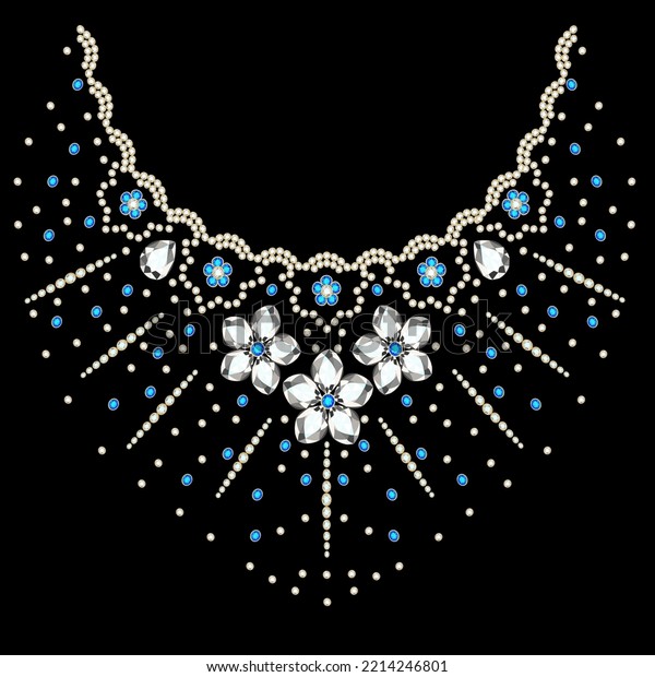 Illustration of collar neck decoration with\
rhinestones in the form of a\
necklace