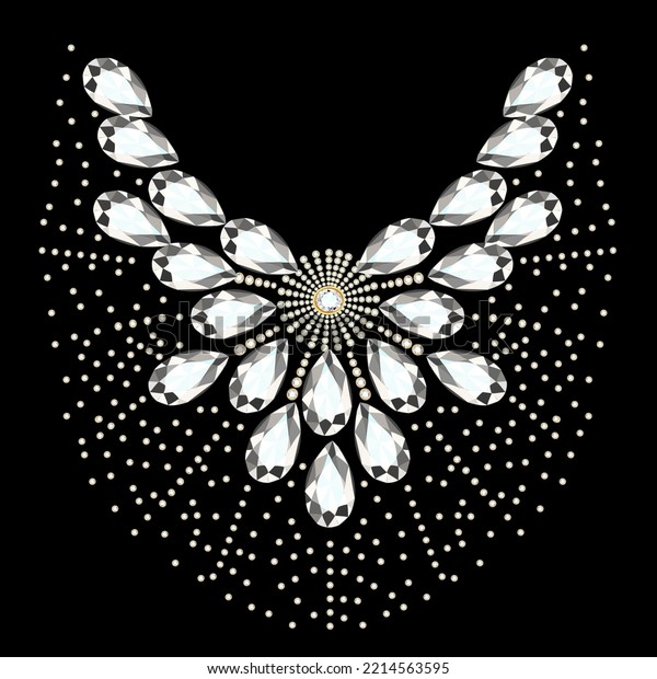 Illustration of collar neck decoration with
rhinestones in the form of a
necklace