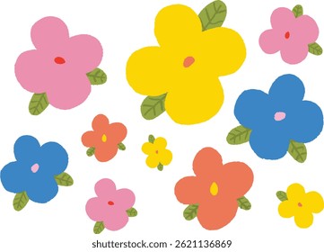 Illustration: I collected simple flowers of various colors.