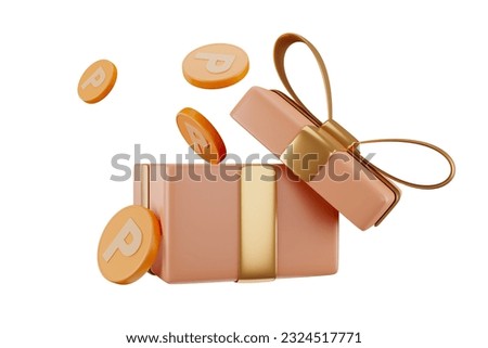 illustration of collecting coins floating on gift box 3d rendering Stock photo © 