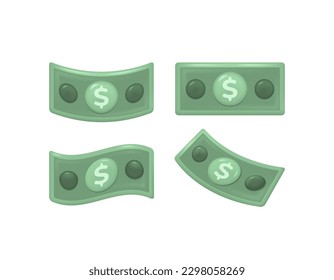 illustration collection 3d of banknotes. money or means of payment. money that flies or falls. symbols or icons. 3D and realistic concept design. vector elements. white background