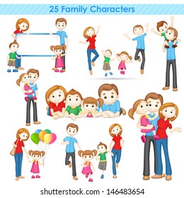 illustration of collection of 3d family people