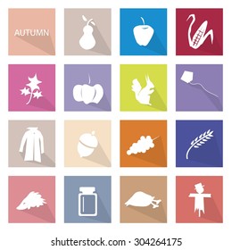Illustration Collection of Autumn or Fall Icon Labels, The Transition From Summer Into Winter.
