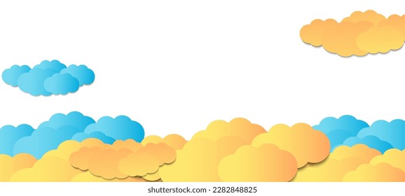 illustration of a collection of blue yellow clouds
