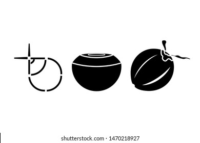 Illustration collection of coconut silhouette icons.