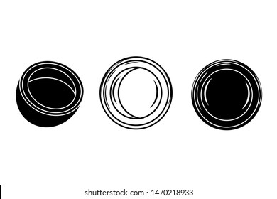 Illustration collection of coconut silhouette icons.