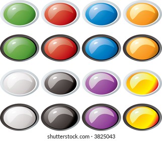 Illustration of a collection of colored buttons with two bevel color variations