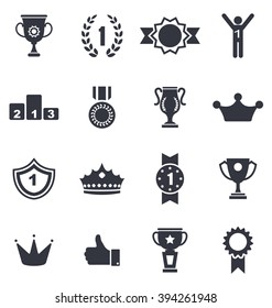 Illustration Collection Colorful Awards Icons Isolated on White Background - Vector