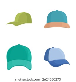 Illustration collection of colorful baseball caps, perfect for fashion and apparel concepts