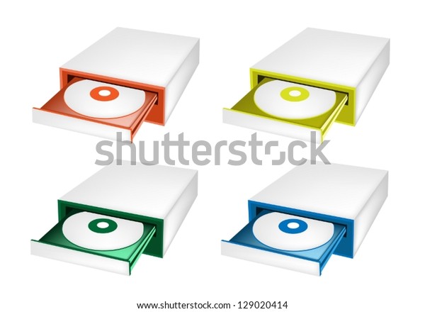 Illustration Collection Colorful Cdrom Disk Drive Stock Vector Royalty