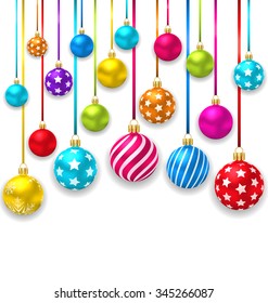 Illustration Collection Colorful Christmas Ornamental Balls - Vector