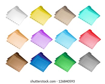 Illustration Collection of Colorful File Folder Icons for Backups and Storing of Data