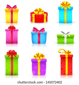 illustration of collection of colorful gift box