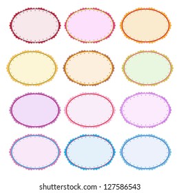 An Illustration Collection of Colorful Retro and Vintage Round and Oval Banners in Twelve Assorted Colors with Copy Space for Add Content or Picture