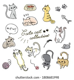 Illustration collection of cute cats.