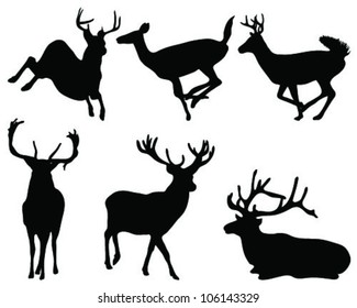 Illustration of collection of deers silhouette-vector