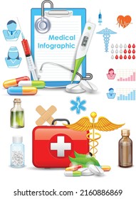 illustration of collection of detailed medical object