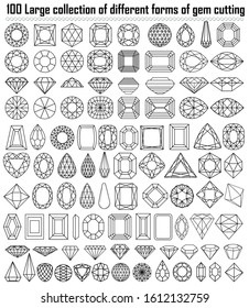 Illustration Collection Of Different Shapes And Cut Gemstones.