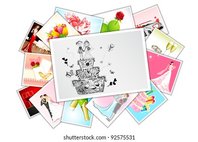 illustration of collection of different wedding photograph