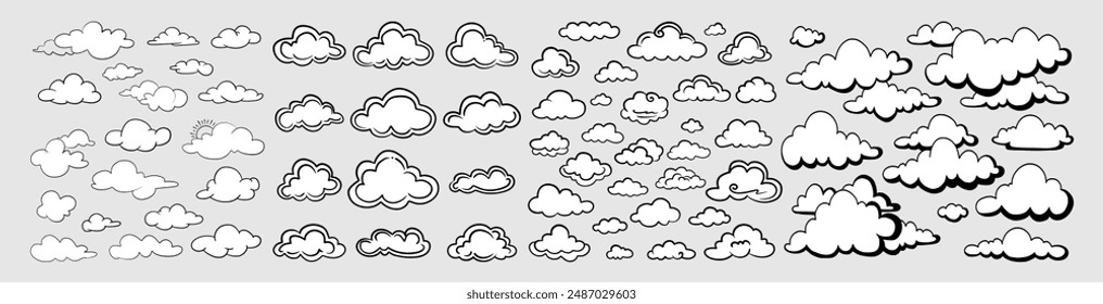 illustration of a collection of doodle clouds
