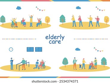 An illustration collection of elderly care