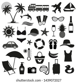illustration of The collection of element for summer set. a group of summer items on a white background