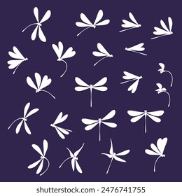 Illustration collection of flapping dragonflies,