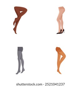 Illustration collection of four fashionable female legs in different positions, ideal for fashion design