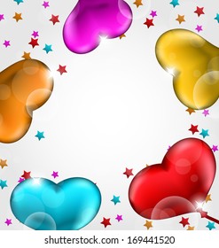 Illustration collection glossy hearts balloons for Valentine Day - vector