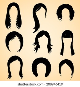 illustration of collection of hair style for female