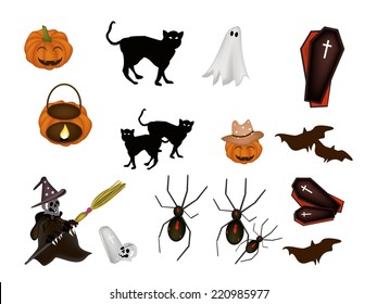 An Illustration Collection of Halloween Evil and Halloween Item for Halloween Celebration. 