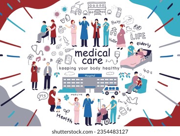 Illustration Collection of Healthcare Workers and Hospitals