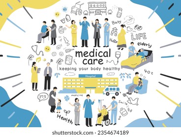 Illustration Collection of Healthcare Workers and Hospitals