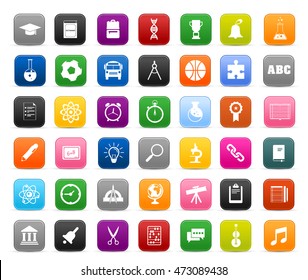 illustration collection of high school and college education, teaching and learning symbol - vector icons