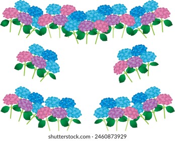 Ilustración de una colección de hortensias