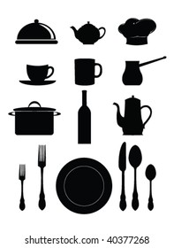 illustration with collection of kitchen ware