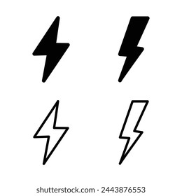  Illustration of a collection of lightning icons. Symbols and signs representing electricity, power, and energy.
