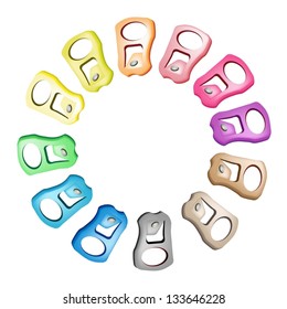 An Illustration Collection of Metal Pull Ring from Soft Drink Can in A Recycle Concept Or Save The Earth Concept