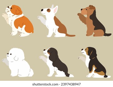 Illustration Collection of middle sized dogs shaking hands flat colored