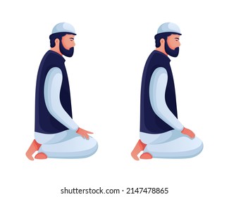 Illustration Collection Muslim Prayer Movements Vector Stock Vector ...