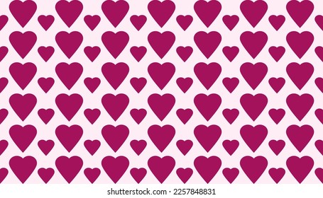 Illustration collection  Seamless pattern decorated with heart symbols of love.  Design for print media, stripes, backgrounds, wallpapers, welcome the festival of love, valentine's day, heart icons, p
