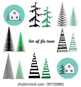 Illustration collection set flat icons tree fir