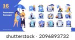 Illustration collection set of insurance concept, care about family life, assurance protection