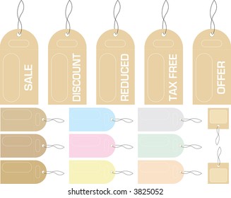 Illustration of a collection of shop ticket tags with space to add your own price