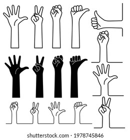 Illustration collection of simple hand shapes,