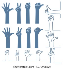 Illustration collection of simple hand shapes,