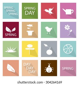 Illustration Collection of Spring Season Icons, The Season Between Winter and Summer.
