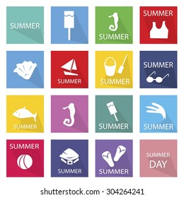 Illustration Collection of Summer Season Icons, The Hottest of The Four Temperate Seasons.
