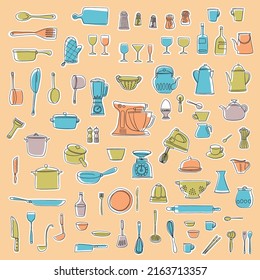 Illustration collection of tools used in the kitchen,