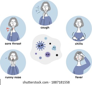 illustration collection of various cold symptoms